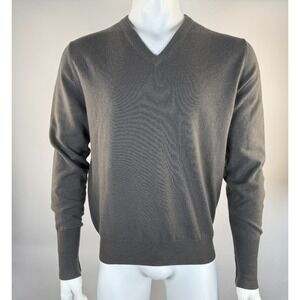 BALLANTYNE Cashmere V-neck Pullover Sweater Mens 52 US L EUC Long Sleeve Knit